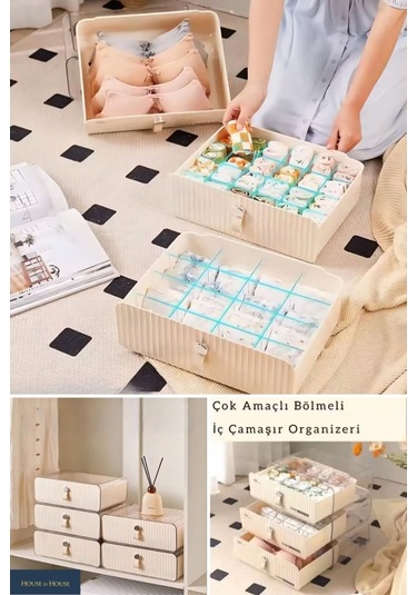 Piev Çok Amaçlı İç Çamaşırı Çorap Bebek Kıyafeti Düzenleyici Organizer 3 Lü Siyah