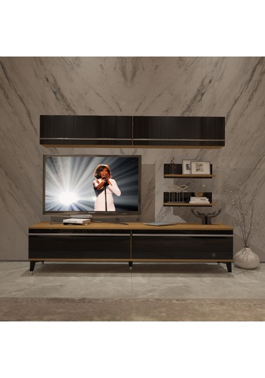 Decoraktiv Eko 5 Mdf Std Silver Tv Ünitesi Tv Sehpası Pera - Siyah