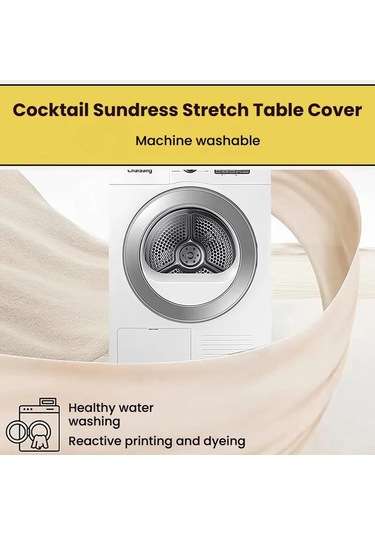 Sones Simple Premium Feeling İş Konferansı Kokteyl Bar Örtüsü Yuvarlak Sundress Streç Masa Örtüsü, Boyut: 80x110cm Siyah Siyah