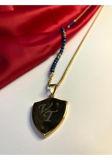 Vog Kişiye Özel Harf Isim Ve Figür Yazıla Bilen Kalkan Dizayn Şık Çelik Sarı Renk Kolye Sarı