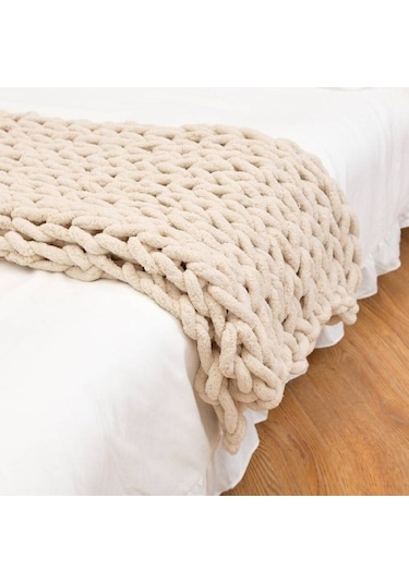 Agoodshop Pastoral Floklu Raşel Battaniye, Sıcak İplik Örme, Seyahat Ve Ev Dekorasyonu İçin Kış Sezonu 36 Derece Üstü