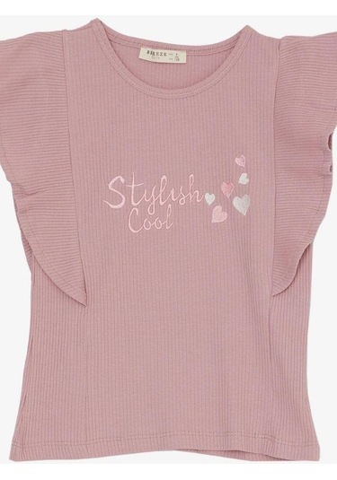 Kız Çocuk İspanyol Paça Taytlı Takım-14426 Gül Kurusu