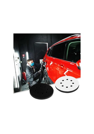 Kangvka Yumuşak Süngerli Zımpara Pedi - 125mm Şok Emici Taban, 8 Delikli Pratik Tasarım