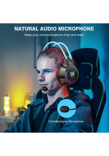 Xuweiwei Onıkuma Profesyonel Kablolu Oyun Kulaklığı Siyah Rgb Işık Gürültü Önleyici Mikrofonlu Pc Ps4 Ps5 Xbox İçin
