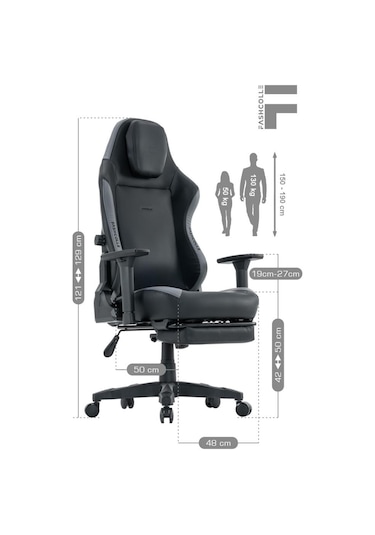 Fashcolle Globe Pro Black-grey Oyuncu Koltuğu Gri - Siyah
