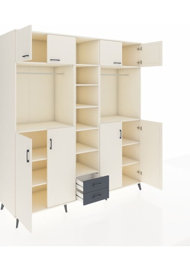 Kronos Dolap 14 Raflı 2 Çekmeceli 2 Askılı 220x59x243 Aytaşı-aytaşı/antrasit Aytası/antrasıt