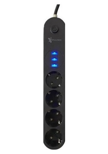4lü Siyah Anahtarlı 3 Usb Li Akım Korumalı Topraklı Çocuk Korumalı Grup Priz 2 Metre