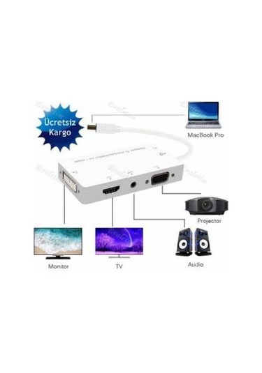 Mini Displayport To Hdmi Dvi Vga 4474P 3.5Mm Kulaklik Çevirici