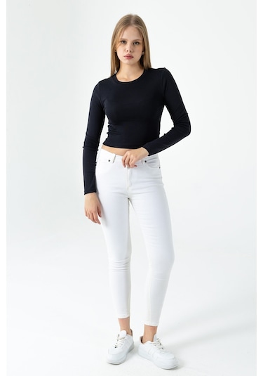 Giysa Kadın Bisiklet Yaka Pamuklu Basic Body Siyah - Mw0000832 Siyah
