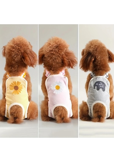 Elmpaly Gri, S Çizgili Yıkanabilir Küçük Köpek Bezi - Rahat Vücuda Oturan Mevsimlik Polyester Külot