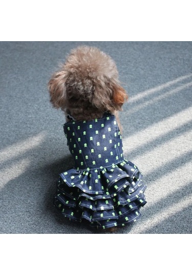 Best Golden Monkey Köpekler İçin "katrene" Denim Kırmızı-yeşil Elbise 401106531