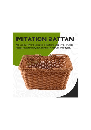 Xiaaokeji Dayanıklı Yapay Rattan El Yapımı Taşınabilir Piknik Sepeti Rattan Kahverengi