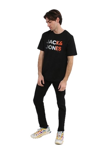 Jack & Jones Renk Geçişli Logo Baskılı Tişört Forest 12249602 Siyah