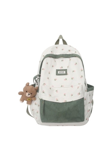 Geniş Kapasiteli Şık Ve Ergonomik Üniversite Öğrencileri İçin Modaya Uygun Orman Temalı Sırt Çantası Yeşil