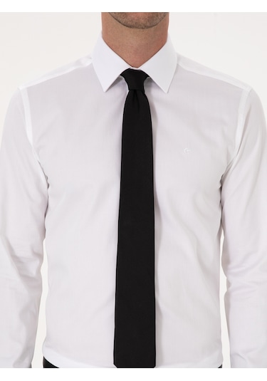 Cacharel Beyaz Slim Fit %100 Pamuk Klasik Gömlek
