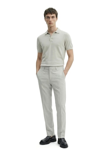 Düz Kumaş Slim Fit Klasik Erkek Pantolon Rafael Açık Gri