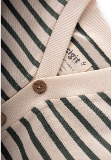 Cigit Çizgili Hırka 2-10 Yaş Haki Yeşil Haki