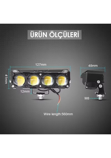 4 Ledli Beyaz-sarı Delici Led Sis Farı Off Road Kamyon Tır Forklift 12-24v Uyumlu 1 Adet