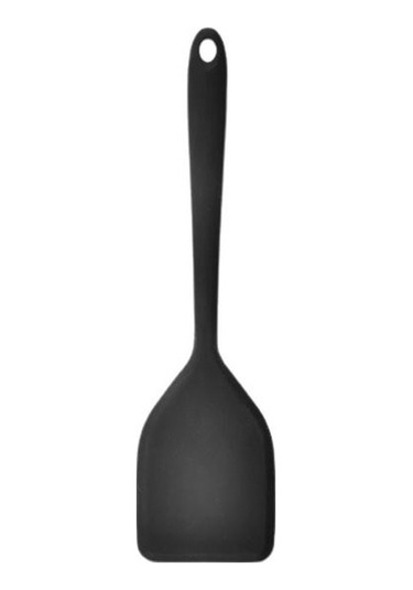 Siyah Asma Delikli Dayanıklı Küçük Korozyon Önleyici Çok Yönlü Solmaz Silikon Spatula Wok Kürek