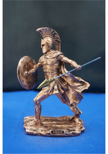 Mitolojik Tasarım Achilles Aşil - Ev Ofis Dekoratif Hediyelik Aksesuar 28 Cm Bakır