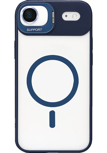 İphone Uyumlu 17 Air Kılıf Remim Magsafe Lensli Kamera Standlı Kapak Lacivert