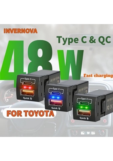 Sandwich Motion003 Toyota İçin 48w Hızlı Şarj Qc3.0 Type-c Mavi Led Oda Aydınlatma Yüzer Nokta Şarj Cihazı