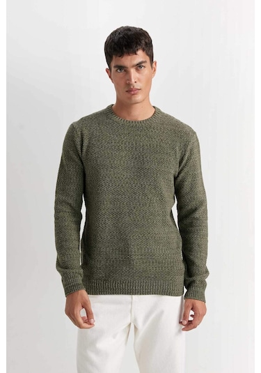 DeFacto Standart Fit Normal Kesim Bisiklet Yaka Dokulu Basic Düz Triko Kazak R1175AZ24WNKH268