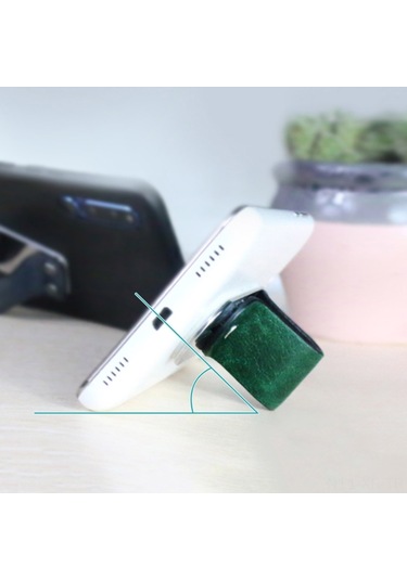 Xiyyadms Siyah Deri Ve Paslanmaz Çelik Akıllı Telefon Parmak Halkası Tutucu - Araç Montajlı Tutucu Stand - İphone, Samsung, Huawei Uyumlu