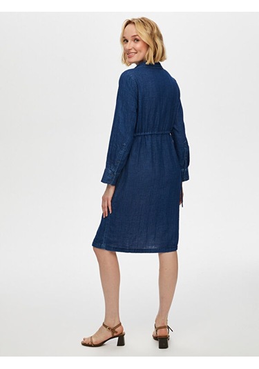 Yıkamalı Müslin Gömlek Elbise S25elb035 Us25elb03527 Indigo