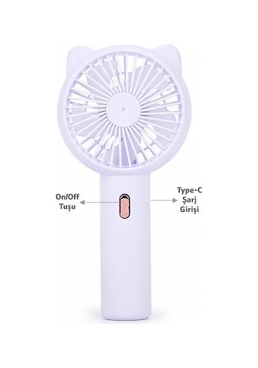3 Modlu Şarjlı El Fanı 3 Kademe Seyahat Masaüstü Vantilatör Taşınabilir Mini Fan Mor F136