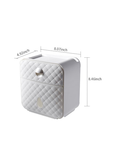 Xindoker Duvar Montajlı Abs Tuvalet Kağıdı Dispenseri - 360 Su Geçirmez, Üst Raf Ve Çekmeceli Depolama, Hassas Kesim Açısı, Deliksiz Yapıştırıcı İle Kolay Kurulum Beyaz Diğer