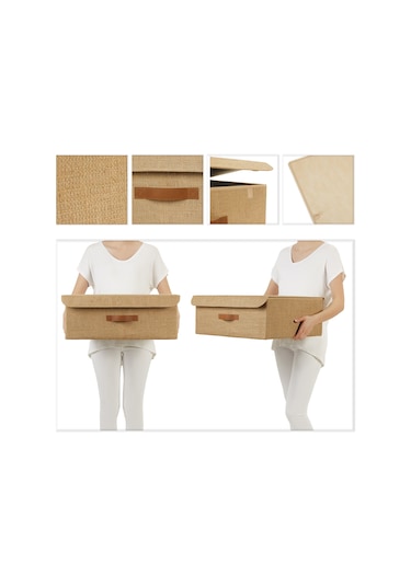 Ocean Home Textile Jüt Kapaklı Kutu 48 x 40 x 19 cm