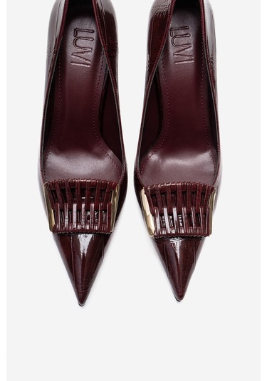 Luvishoes Guernı Bordo Baskı Kadın Topuklu Ayakkabı Bordo