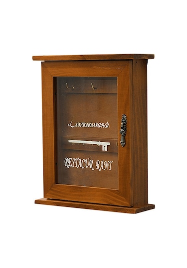 Reedark Gömlek Ahşap Anahtar Saklama Kutusu - Kuzey Avrupa Stili, Cam Kapaklı, Duvar Tipi Organizer Mavi, Çivi Hariç