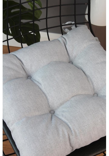 Altınpamuk Altınpamuk Beta Pofidik Gri Sandalye Minderi Bağcıklı 40X40Cm