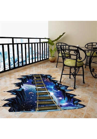 Ramidos 3d Yıldız Serisi Zemin Duvar Sticker Çıkarılabilir Duvar Çıkartmaları Vinil Sanat Odası Dekor Mavi