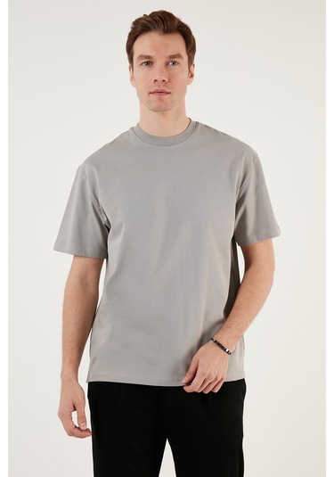 Buratti Pamuklu Relaxed Fit Sıfır Yaka Erkek T Shirt 5905446 Gri