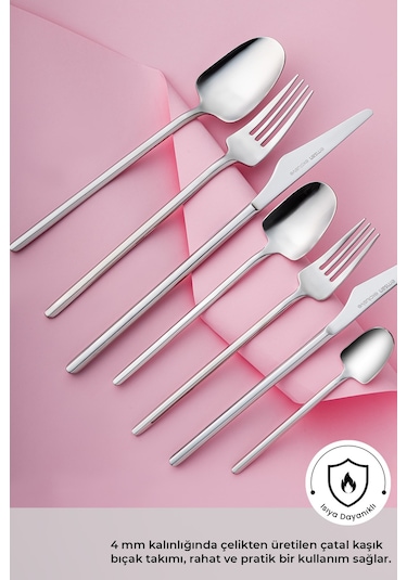 Emsan Destrier 84 Parça 12 Kişilik Kutulu Çatal Kaşık Bıçak Takı Gümüş