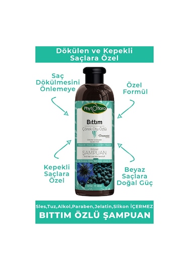 Phytoflora Tuzsuz Bıttım Özlü Bitkisel Şampuan 400 ML