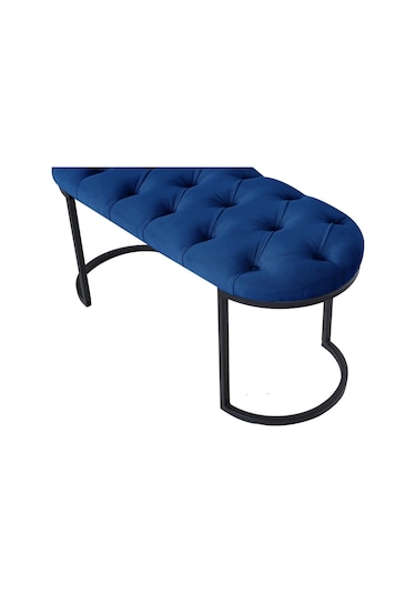 Elısse Mavi Model- Oval Metal Ayak 100 Cm Bench&koltuk&puf-yatak Odası Önü&ucu Puff&oturak