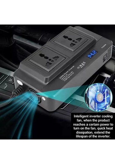 200w Araba İnvertörü 12v İla 110v Modifiye Sinüs Dalgası Güç Dönüştürücüsü 2 Ac Çıkışlı 4 Usb Portlu-siyah