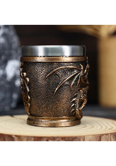 Willowhaven Raptor Şarap Bardağı Bakır Renk Ejderha Desenli Paslanmaz Çelik Birak