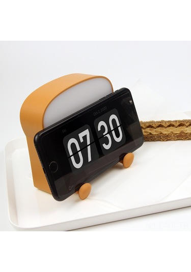 Yifomall Usb Şarjlı 1200mah Tost Şekilli Gece Lambası - Çift Taraflı Işık, Telefon Tutucu, Yatak Odası Dekoru Sıcak Beyaz