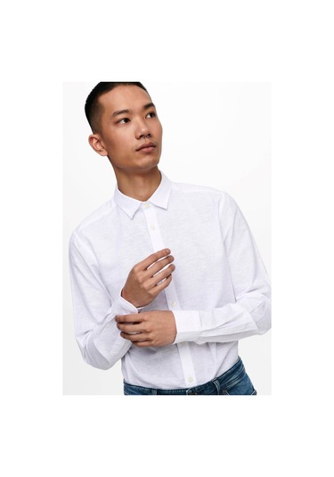 Only & Sons Erkek Onscaiden Slim Fit Keten Gömlek 22012321 Beyaz Only & Sons Erkek Onscaiden Slim Fit Keten Gömlek 22012321 Beyaz