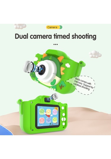 Springsun Çocuklar İçin Yeşil Dijital Kamera - 48mp Çift Kameralı, 1080p Video, 2.0" Ips Ekran, Oyun Ve Müzik Çalma, 32gb Hafıza Kartı İle