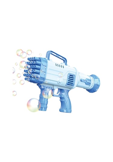 Pilli Roket Atar Köpük Tabancası 32 Delikli Bazooka Bubble Machine - Mavi Mavi