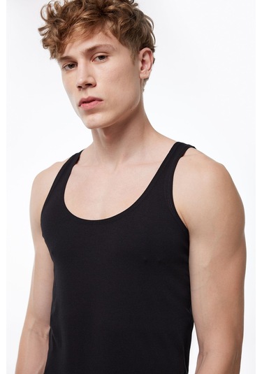 Malabadi Erkek 3 Adet Siyah İnce Askılı İz Yapmayan Modal Atlet 3m013 Siyah