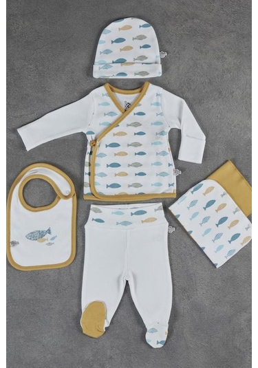 Veropukahome Ecocotton Dodo Bebek Zıbın Seti 5'Li Beyaz 0-3 Ay Beyaz