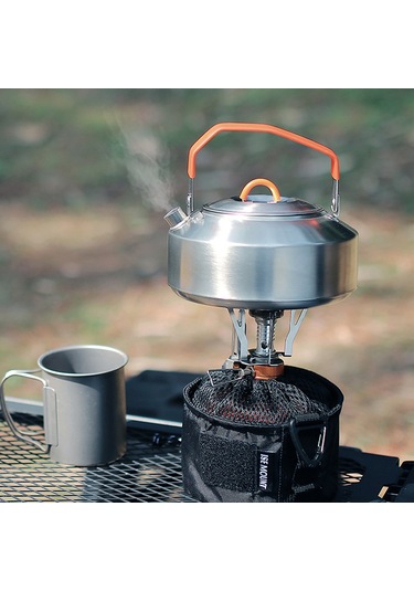 Teltree 1l Çelik Paslanmaz Kamp Çay/su Kaynatıcı, Silikon Kollü, Taşınabilir Piknik-faaliyetleri İçin Gümüş