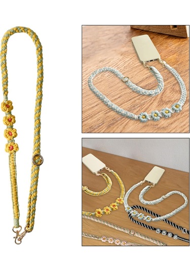 Suntek Boho Makrome Crossbody Omuz Askısı Dokuma Papatya